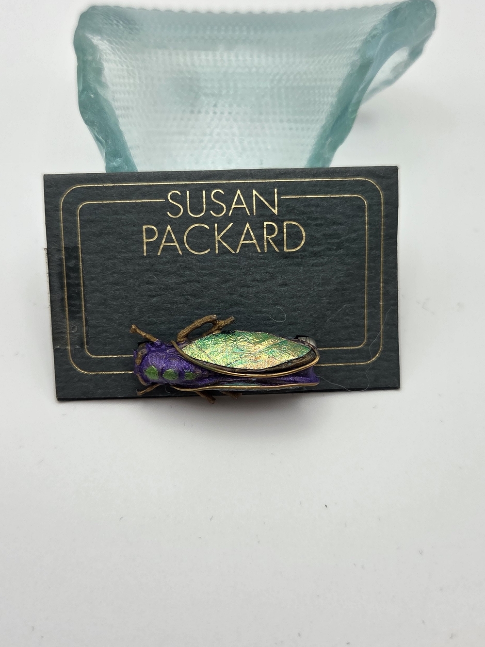 Iridescent Cicada Brooch Vintage Susan Packard